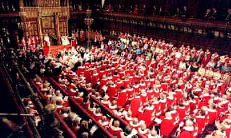 The Queen sits on the throne in the House of Lords for the state opening of parliament