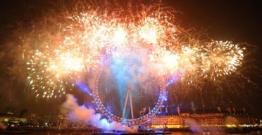 Fireworks at the London Eye in central London mark the start of 2008