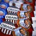 Badges of support for Democratic presidential hopeful Barack Obama