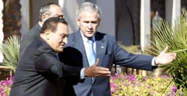 George Bush and Hosni Mubarak