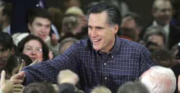 Mitt Romney greets supporters at a campaign stop in Reno, Nevada.