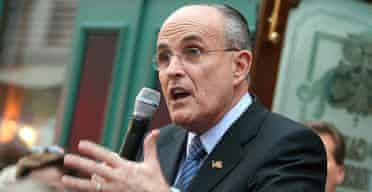 Rudy Giuliani speaks to supporters on January 23 in Naples, Florida