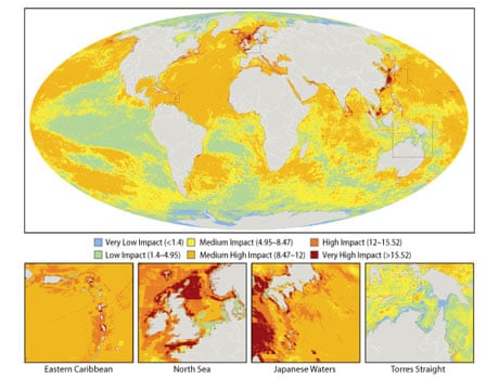 Ocean atlas showing human impacts