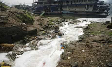 Sewage water drains into the Yangtze River.