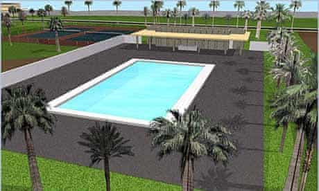  This computer generated architectural rendering recently posted on the architect's web site reportedly shows the pool house in the American Embassy complex in Baghdad, Iraq, currently under construction. Photograph: AP