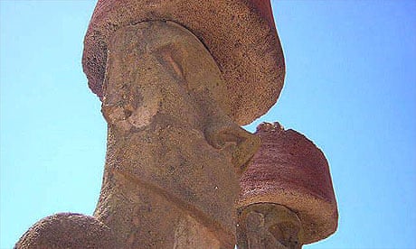 A Finnish tourist is accused of breaking off the ear from this  moai, statue on Anakena beach, Easter Island.