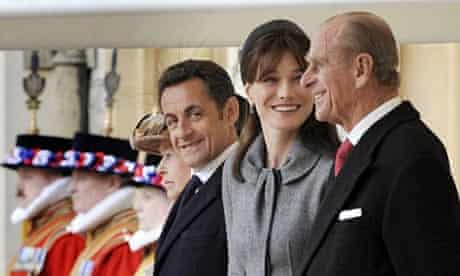 Queen Elizabeth II and Nicolas Sarkozy.