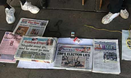 Newspapers on sale in Zimbabwe following the election