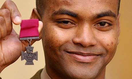 Private Johnson Beharry, who is from Grenada, with his Victoria Cross