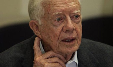 Former US president Jimmy Carter during his visit to the Barzilai hospital in Israel