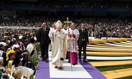 Pope Benedict at the Yankee Stadium.