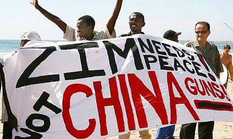People protesting in Durban against the offloading of arms from China destined for poverty stricken Zimbabwe