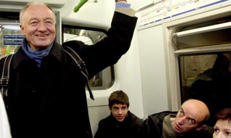 Candidate for London Mayor, Ken Livingstone, on a District line tube train