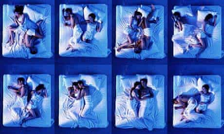 The movements of a sleeping couple, as posed by models