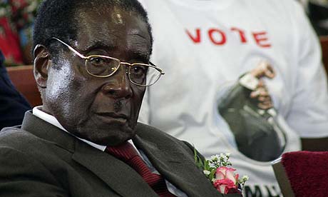 Zimbabwean president Robert Mugabe at a church service in Bulawayo