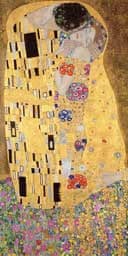 A detail of Gustav Klimt'sThe Kiss, which is in the Belvedere collection