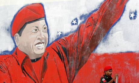 A Caracas mural showing Hugo Chavez