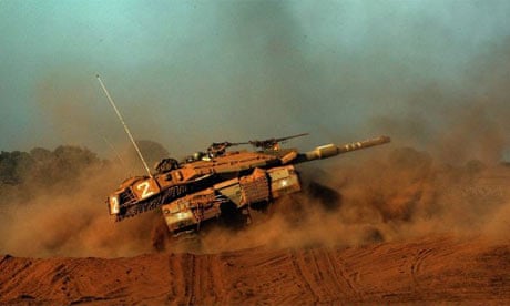 An Israeli tank on exercise in the Golan Heights