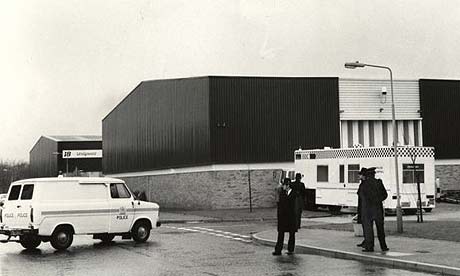 The site of the Brink's-Mat bullion robbery under police guard in 1983