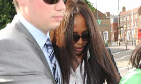 Naomi Campbell arrives at Uxbridge magistrates court on charges of assault.
