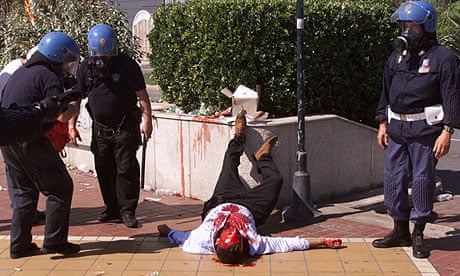 injured protester in genoa