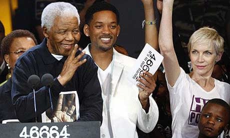 Nelson Mandela at the star-studded Hyde Park concert in his honour last month