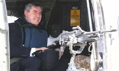 Gordon Brown arrives in Iraq in a Super Puma helicopter