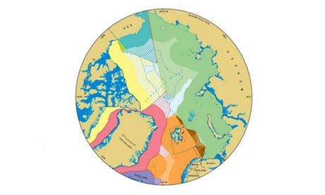 A map showing the martime jurisdiction and boundaries in the Arctic region