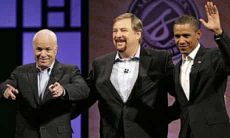 John McCain and Barack Obama with  Pastor Rick Warren