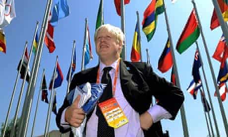 The London mayor Boris Johnson visits the athletes' village in Beijing where he is attending the last few days of the 2008 Olympic Games, and participating in the London handover during the closing ceremony
