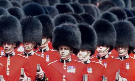 The British army's towering bearskin hats