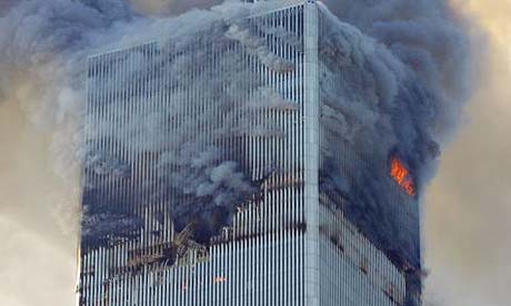 The north tower of New York's World Trade Centre on September 11 2001