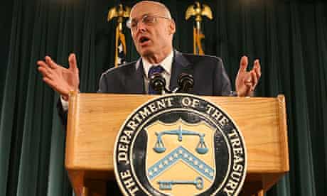 US Treasury secretary Henry Paulson holds a news conference at the Treasury department in Washington DC