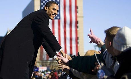 Barack Obama is greeted by supporters in Springfield, Illinois in February 2007 as he formally announces that he running for president