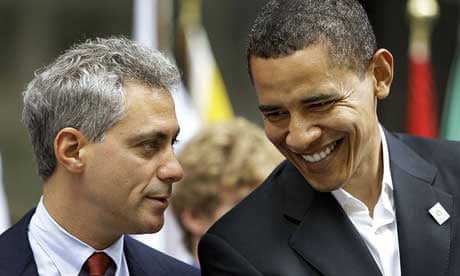 Rahm Emanuel with Democratic presidential candidate Barack Obama