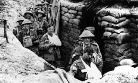 Troops moving around the trenches in the first world war