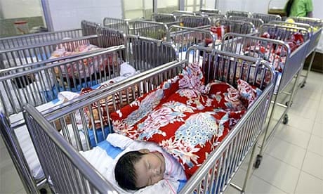 Newborn babies at the central maternity hospital in Hanoi, Vietnam