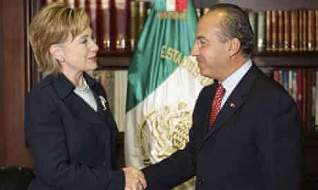 Hillary Clinton and Mexican president Felipe Calderon
