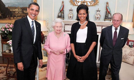 Barack Obama and Michelle Obama pose for photographs with Queen Elizabeth II and Prince Philip, Duke of Edinburgh at Buckingham Palace, 1 April 2009. Photograph: John Stillwell/WPA Pool/Getty Images