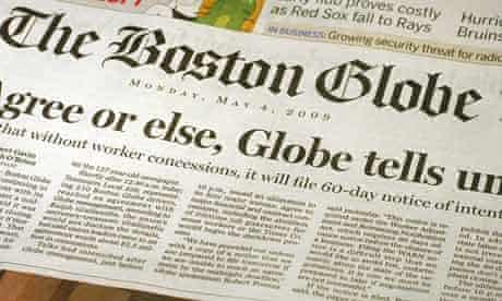 Front page of the Boston Globe newspaper