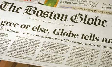 Front page of the Boston Globe newspaper
