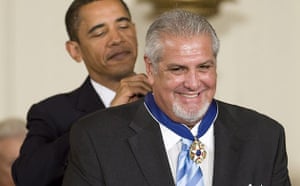 Dr Pedro Jose Greer Jr is awarded the presidential medal of freedom by Barack Obama at the White House