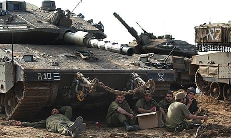 Israeli forces resting near the Gaza border in Israel