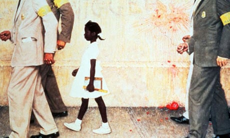 A painting by Norman Rockwell titled The Problem We All Live With. Steven Spielberg and George Lucas are combining their collections of Rockwell's work for an exhibit in Washington.  Photograph: EPA