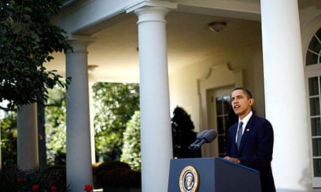 Barack Obama speaks in the White House rose garden about winning the Nobel peace prize. The president will donate the $1.4m prize money to charity.