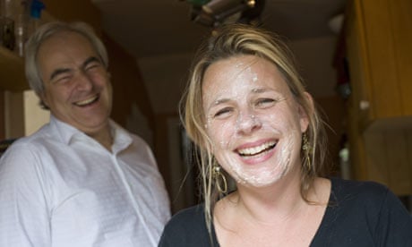 Bibi van der Zee and Mark Constantine of Lush see the funny side of her porridge oat facepack.