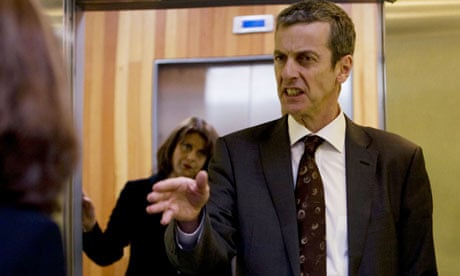 Peter Capaldi as Malcolm Tucker and Rebecca Front as Nicola Murray in The Thick of It.