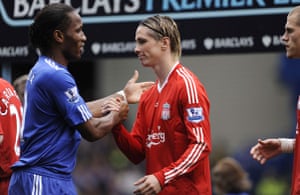 Chelsea v Liverpool : Drogba and Torres embrace at the start