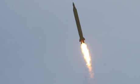 A Ghadr 1 class Shahab 3 long range missile is launched inIran