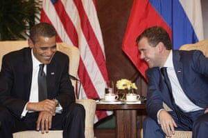 Obama in Asia: Barack Obama and Dmitry Medvedev